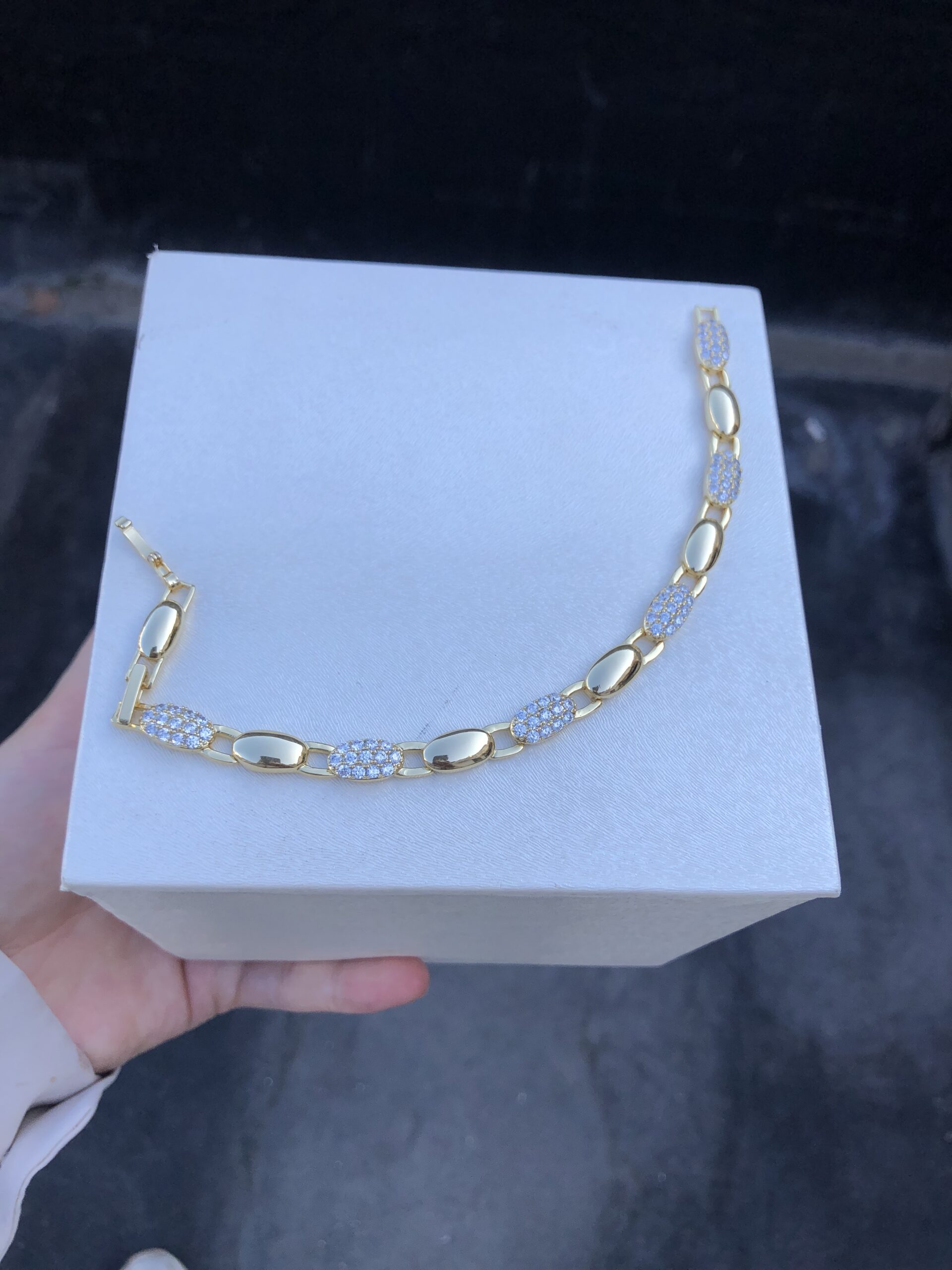 Oval Taşlı Vip Seri Bileklik-14k - Görsel 2